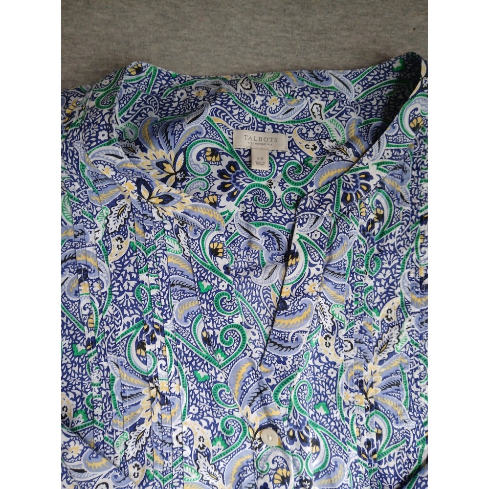 Talbots Top 2x Pintucked Cotton Boho Bohemian Beach Resort Everyday Casual - Picture 12 of 12